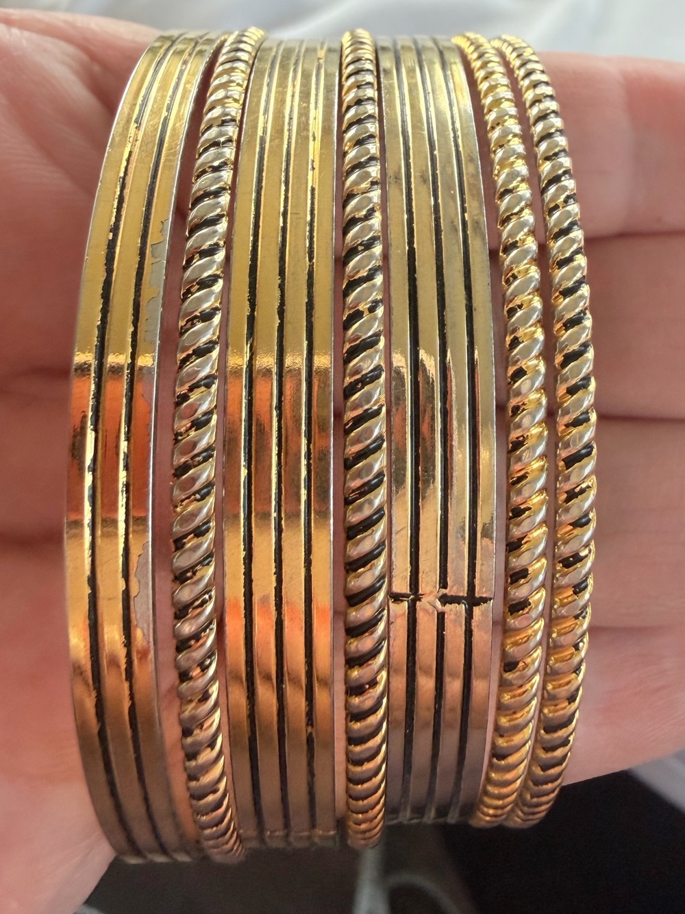 Gold Tone Stacked Bangle Bracelet Set